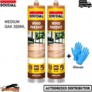2x Soudal Parquet Sealant Light Oak 300ml Acrylic Wood Floor Joint Sealant+Glove