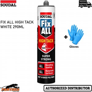 Soudal Fix ALL High Tack White 290ml Hybrid Polymer Sealant Adhesive + Gloves