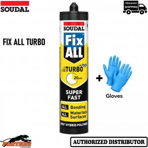 Soudal Fix ALL Turbo White 290ml Hybrid Polymer Adhesive Sealant + Gloves