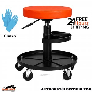 Starchem Garage Roller Seat Workshop Mechanic Creeper Stool + Gloves Pair
