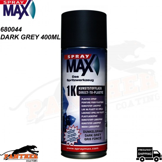 SPRAY MAX 680044 1K DTP PLASTIC TOPCOAT AEROSOL 400ML - DARK GREY MATT