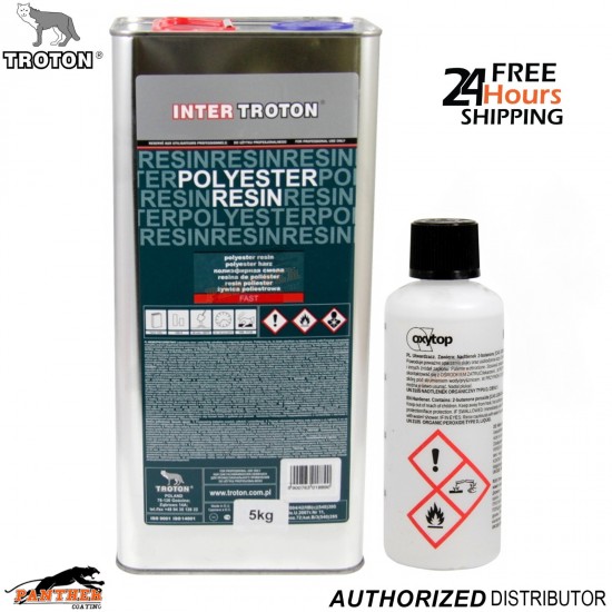 Inter Troton Polyester Resin Fast Cure 5L + Hardener – Fibreglass Repair Resin