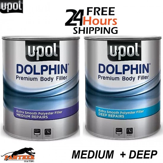1 X U-POL DOLPHIN PREMIUM MEDIUM FILLER 3L & 1 X UPOL DOLPHIN DEEP FILLER 3L