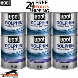 6 X U-POL DOLPHIN PREMIUM BODY FILLER ADVANCE MEDIUM DEPTH REPAIRS 3 LTR