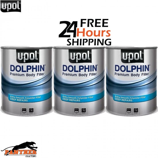 3 X U-POL DOLPHIN PREMIUM DEEP BODY FILLER 3LTR FOR DEEP REPAIRS ULTRA FINE