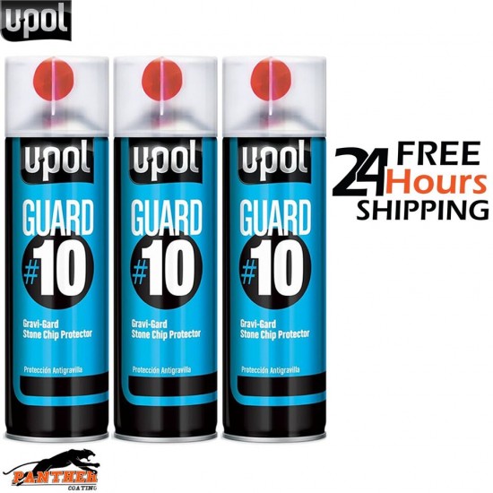 3 x U-POL GUARD #10 Gravi-Guard Stone Chip Protector 450ml Aerosol Black