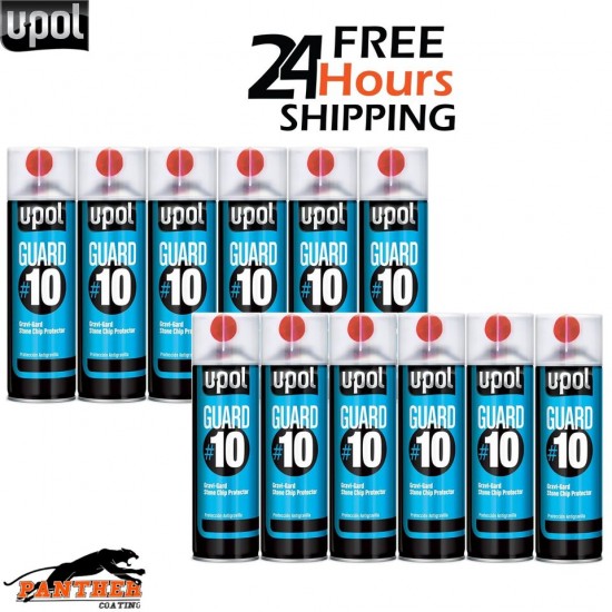12 x U-POL GUARD #10 Gravi-Guard Stone Chip Protector 450ml Aerosol Black