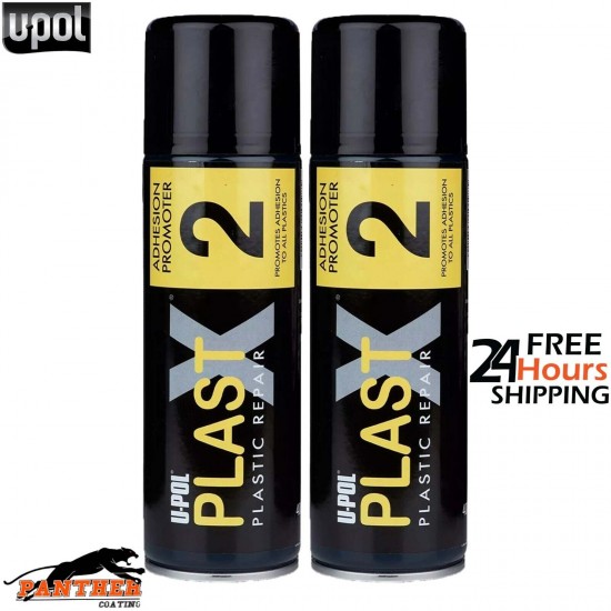 2 x U-POL PLASTX2 - ADHESION PROMOTER - 400ml PLASTIC REPAIR