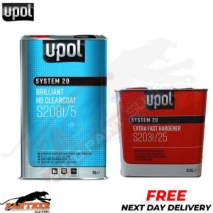 UPOL BRILLIANT HS CLEARCOAT S2081/5 5L - WITH EXTRA FAST HARDENER S2031 7.5L KIT