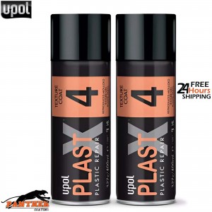 2X UPOL PLAST X 4 - COARSE GRAIN TEXTURED PAINT AEROSOL FOR TRIM - 400ML
