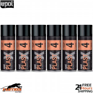 6X UPOL PLAST X 4 - COARSE GRAIN TEXTURED PAINT AEROSOL FOR TRIM - 400ML