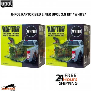 2x U-POL Raptor White 3.8L Kits (7.6L Total) – Tough Bed Liner + Hardener Deal