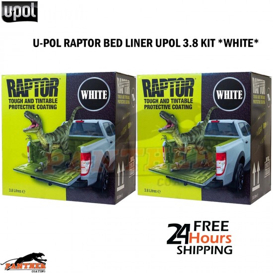 2x U-POL Raptor White 3.8L Kits (7.6L Total) – Tough Bed Liner + Hardener Deal