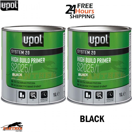 2x U-POL S2025 1L 2K HS High Build Primer WHITE 4:1 Professional Auto Paint