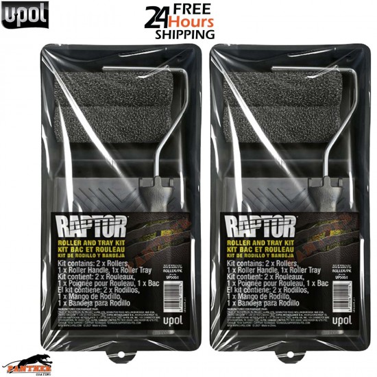 2X U-POL Raptor Roller & Tray Kit – Paint/Coating Application With 2x 4" Rollers
