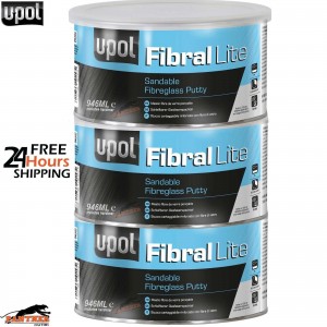 3X UPOL Fibral Light Sandable Fibreglass Putty 946ml Tin Yellow - UPOL FIBL/2