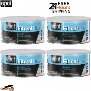 4X UPOL Fibral Light Sandable Fibreglass Putty 946ML Tin Yellow - UPOL FIBL/2