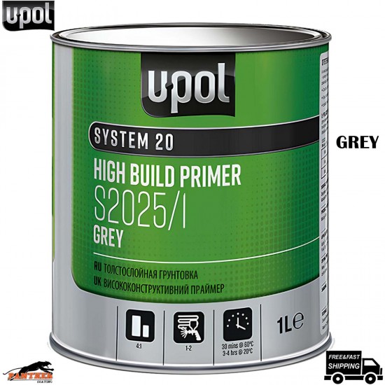 U-POL S2025 1L 2K HS High Build Primer GREY 4:1 Professional Auto Paint