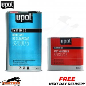 UPOL BRILLIANT HS CLEARCOAT S2081/5 5L WITH FAST HARDENER 2.5L S2030/25 7.5L KIT