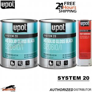 UPOL HS 2K Solid Black Gloss Paint 3LTR Kit – 2x S20610/1 + S2030 Hardener Car