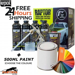 UPOL RAPTOR Tintable 4 Bottles Matte KIT 3.8L + PAINT 500ml (Choose The Colour)