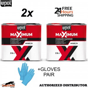2X U-POL Maximum Standard Hardener 2.5L 2K Car Paint + Free Gloves Pair