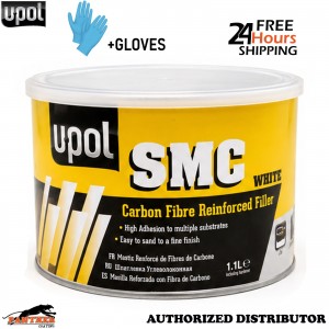UPOL SMC White High Adhesion Plastic Filler 1.1L Automotive Repair + Gloves