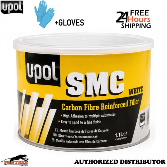 UPOL SMC White High Adhesion Plastic Filler 1.1L Automotive Repair + Gloves