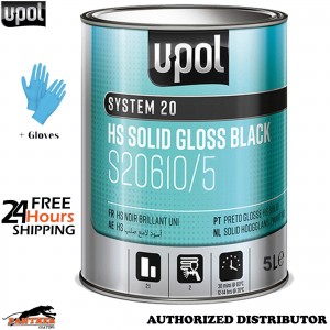 U-POL System 20 HS S20610/5 Gloss Black Gloss Automotive Paint 5L + Gloves