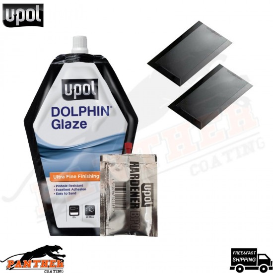 UPOL DOLPHIN GLAZE FINE FINISHING FILLER [440ml] with Hardener tube+ 2 SPREADER