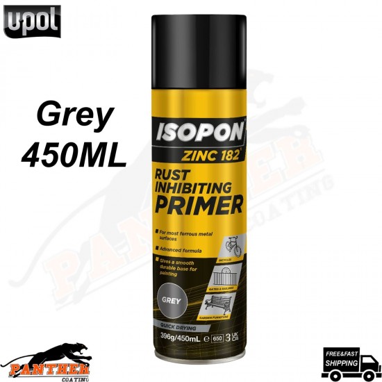 U-POL ISOPON ZINC 182 ANTI RUST PRIMER AEROL SPRAY INHIBITING RUST 450ML