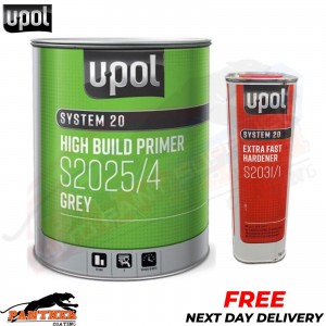 UPOL HIGH BUILD PRIMER S2025/4 GREY - WITH EXTRA FAST HARDENER S2031/1 5L KIT