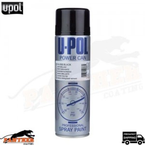 U-pol Power Can Gloss Black Aerosol Spray Paint Topcoat Fast Drying 500ml