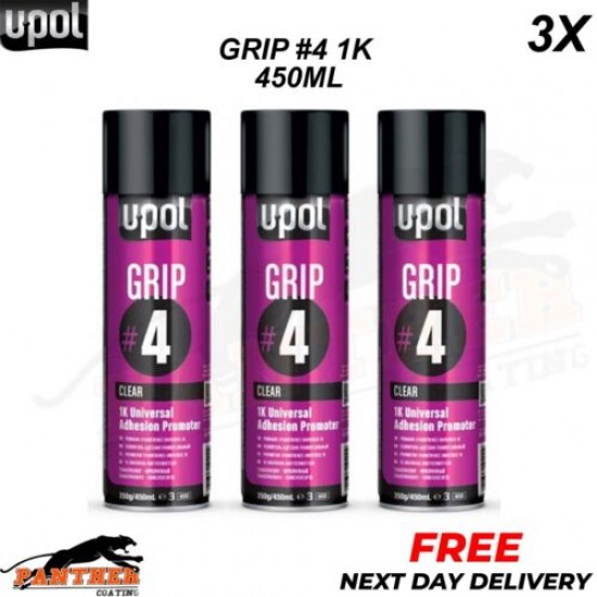 3x Upol GRIP#4 Universal Adhesion Promoter Aerosol - 450ml