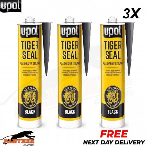 3 X UPOL TIGER SEAL PU ADHESIVE POLYURETHANE SEALANT SEALER U-POL 310ML - BLACK