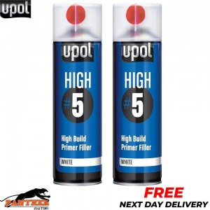 2X UPOL HIGH BUILD HIGH 5 PRIMER 450ML AEROSOL U-POL -WHITE