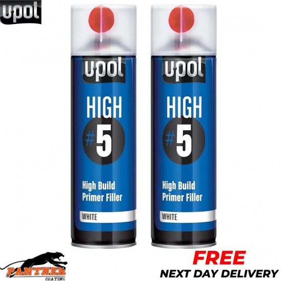 2X UPOL HIGH BUILD HIGH 5 PRIMER 450ML AEROSOL U-POL -WHITE