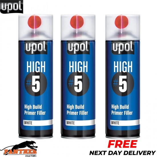 3X UPOL HIGH BUILD HIGH #5 PRIMER 450ML AEROSOL U-POL - WHITE