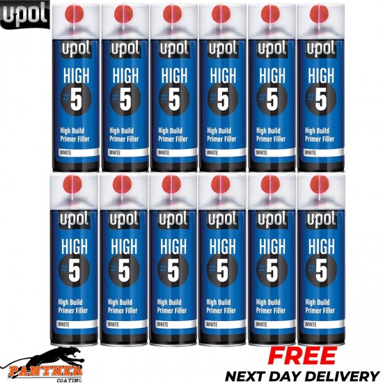 12X UPOL HIGH BUILD HIGH #5 PRIMER 450ML AEROSOL U-POL - WHITE