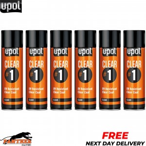 6X UPOL CLEAR #1 1k Clear Lacquer Clearcoat Aerosol 450ml U-POL UV Resistant