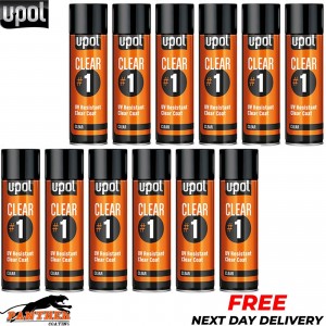 12X UPOL CLEAR #1 1k Clear Lacquer Clearcoat Aerosol 450ml U-POL UV Resistant