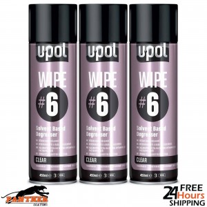 3x UPOL Wipe #6 Solvent Based Degreaser - 450ml Aerosol Panel Wipe Cleaner