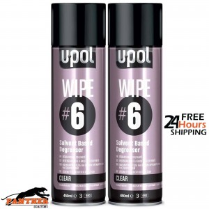 2x UPOL Wipe #6 Solvent Based Degreaser - 450ml Aerosol Panel Wipe Cleaner