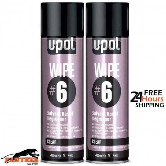 2x UPOL Wipe #6 Solvent Based Degreaser - 450ml Aerosol Panel Wipe Cleaner