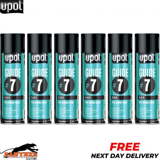 6x Upol Guide #7 Dry Guide Coat Dry Or Wet Filler Paint Defect Aerosol - 450ml