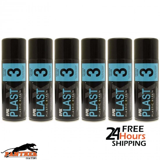 6x Upol PlastX3 Primer Filler Aerosol Plastic Bumper/Trim Paint PLAS/3 400ml
