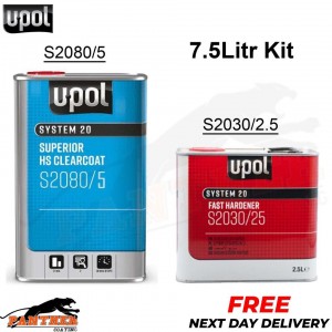 UPOL SUPERIOR HS CLEARCOAT S2080/5 5L -WITH FAST HARDENER 2.5L S2030/25 7.5L KIT
