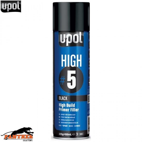 UPOL HIGH BUILD HIGH #5 PRIMER 450ML AEROSOL U-POL - BLACK