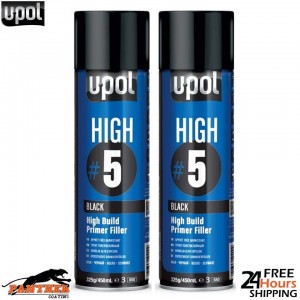 2x UPOL HIGH BUILD HIGH #5 PRIMER 450ML AEROSOL U-POL - BLACK
