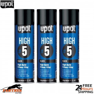 3x UPOL HIGH BUILD HIGH #5 PRIMER 450ML AEROSOL U-POL - BLACK
